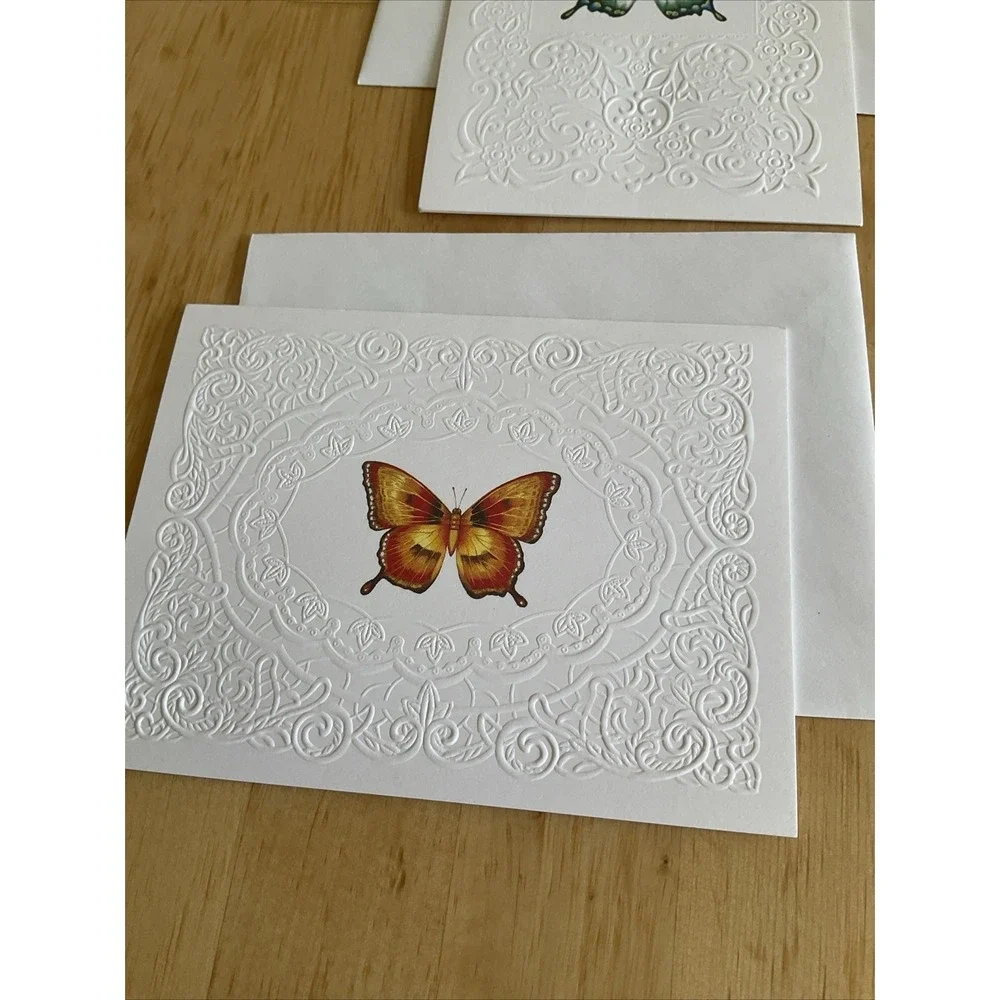 Current USA‎ Embossed 4 Butterflies Greeting Card Within Envelopes Blank